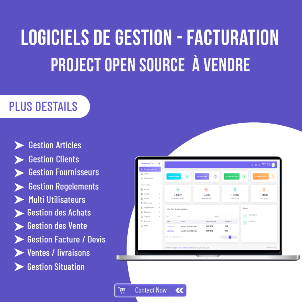 logiciel de gestion de la relation client idéal pour les petites et moyennes entreprises Open source À vendre avec droits de revente - portfolio - 0