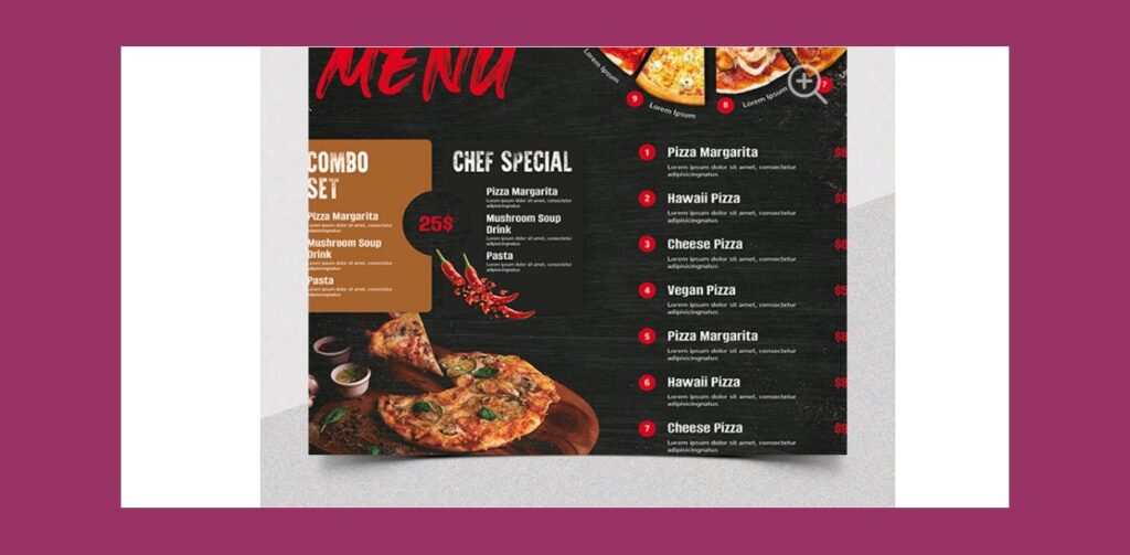 Design a professional flyer business party or event postcard Menu restaurant - portfolio - 1
