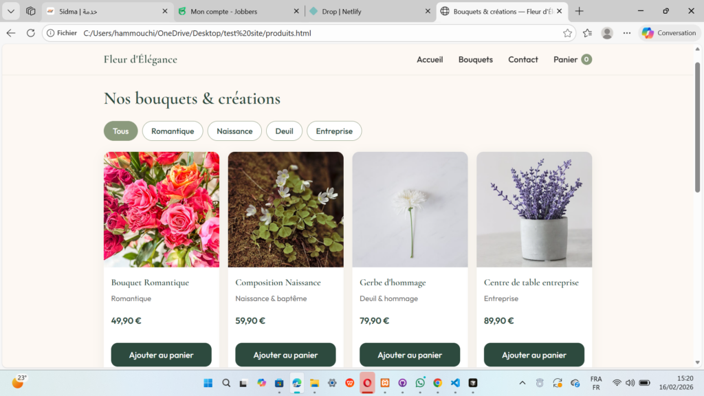 creation de site vitrine pour magasin de fleurs - portfolio - 2