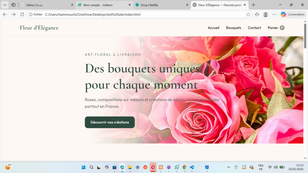 creation de site vitrine pour magasin de fleurs - portfolio - 0