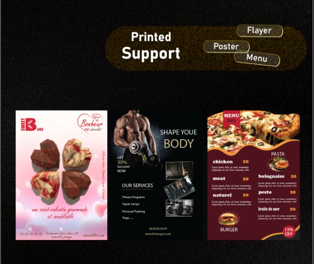 Je vais créer des supports imprimés professionnels (flyers, affiches, cartes de visite…) - portfolio - 0