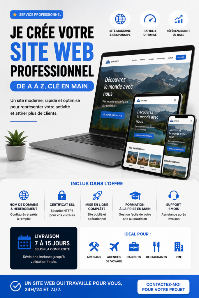 Je vais créer votre site web professionnel sur mesure - portfolio - 0