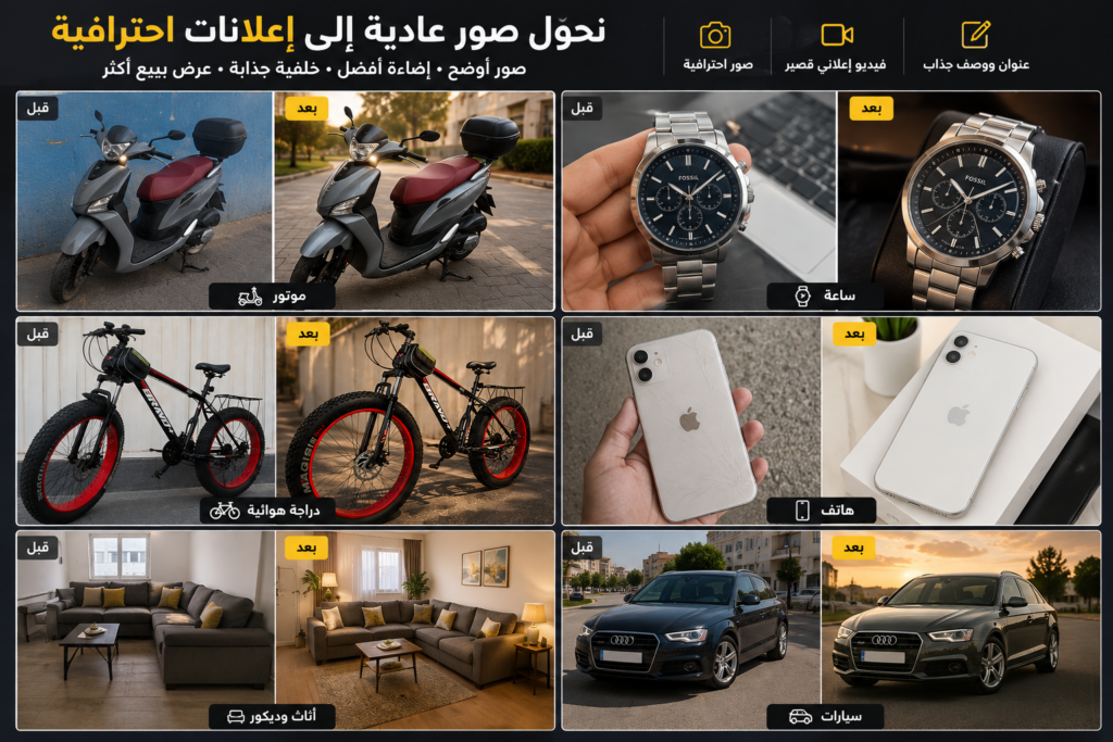 تحسين صور الإعلانات وتصميم إعلانات احترافية للمنتجات "صور أو فيديو"