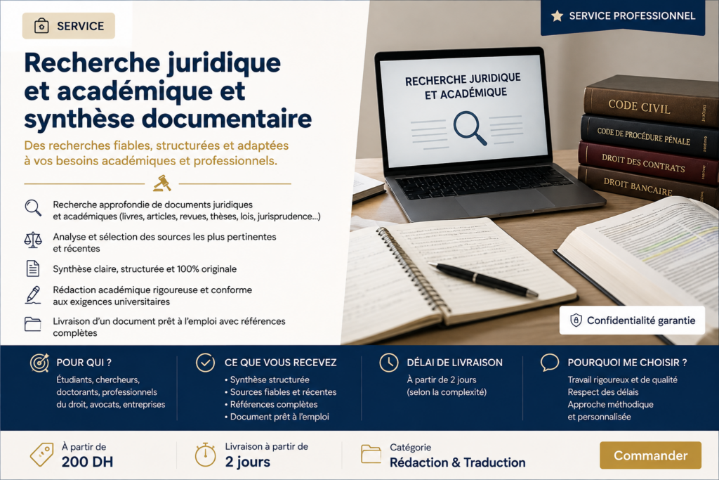 Recherche juridique et académique et synthèse documentaire - portfolio - 0